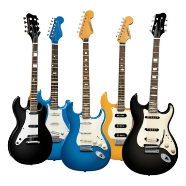 Icon for Blues Music: close-up collage of legendary blues artists. Gary Moore, Eric Clapton, B.B. King and Joe Cocker. Represented by silhouettes or symbolic items like guitars, microphones, or music notes, reflecting the soulful energy of blues music. Transparent background. sticker