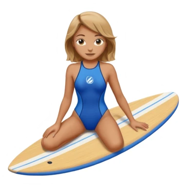 Surf girl on the board in a blue one-piece swimsuit sticker