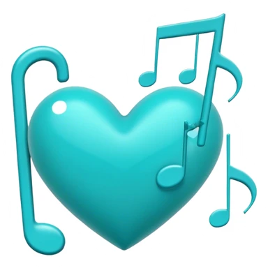 Turquoise heart and notes sticker