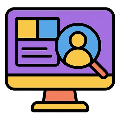 UI/UX design skill icon usability testing, clean and modern style sticker