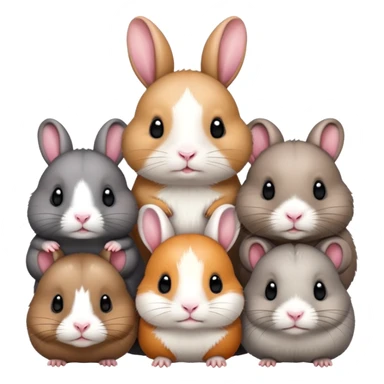 bunny, ferret, guinea pig, and chinchilla all together sticker