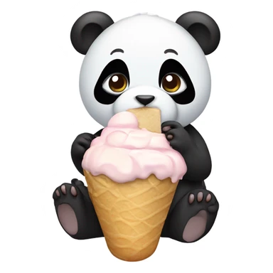 Chibi panda eating ice cream  sticker