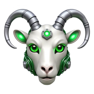 Cyborg Ram(Goat) head green glowing eyes sticker