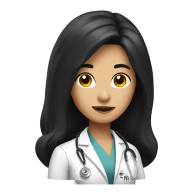 lady doctor with long black hair sticker