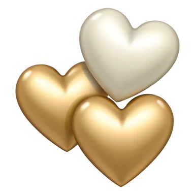 Two White heart  and beige gold heart sticker