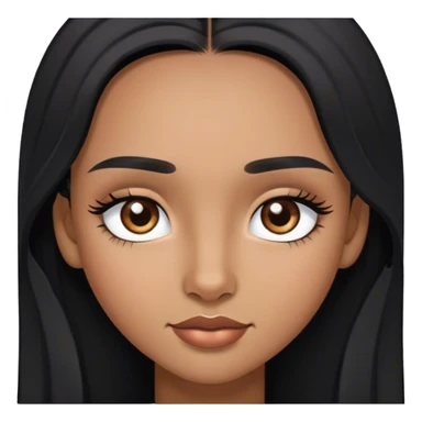 a girl that has black long hair and she is Indian and she has brown eyes and she has medium size eyebrows and long eyelashes. Her skin is hazel brown  sticker
