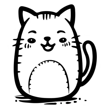custom cat character inspired by TenSquared server logo, black and white, happy emotion, hand drawn icon style sticker