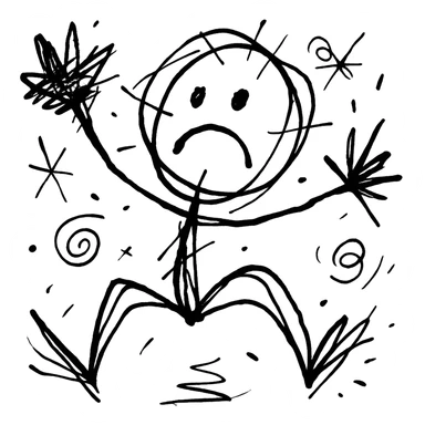 hand-drawn stick figure with chaotic lines sticker