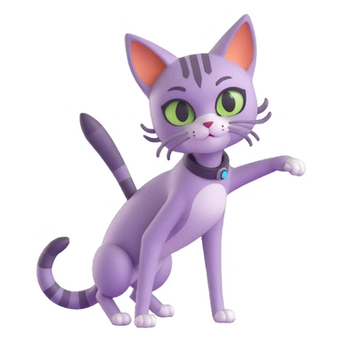 3D cat girl hybrid, half human half cat, sleek fur, expressive eyes, playful pose, futuristic style sticker