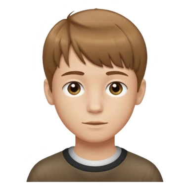 Crie um emoji de um menino com o cabelo castanho claro com uma franja e o corte low fade sticker