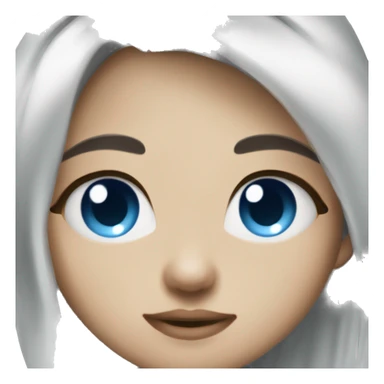 Blue eyes  medium long curvy hair little head little nose whit asain looking sticker