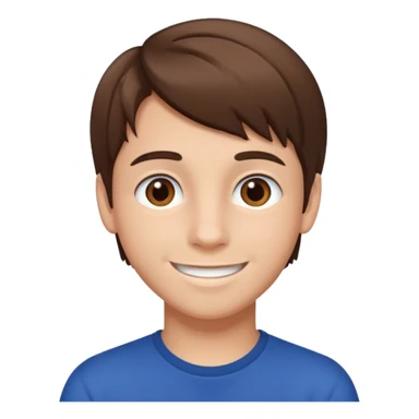 Teen Boy, straight brown hair, brown eyes, white skin. sticker