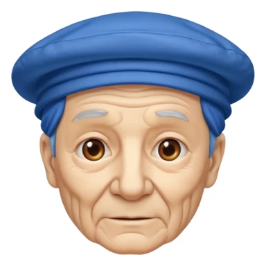 elderly man with blue hat sticker