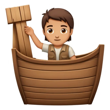 Noah building a large wooden boat ark sticker