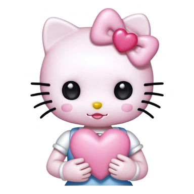 hello kitty holding pink heart sticker