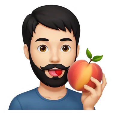 Black hair Man red beard licking peach sticker