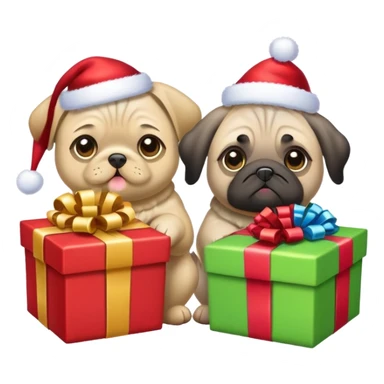 Mops with presents sticker