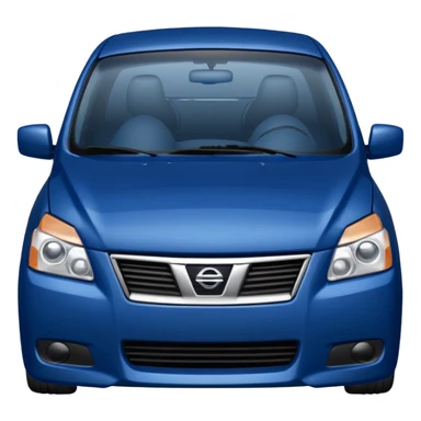 a dark blue Nissan Sentra with a sad face sticker