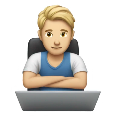 Caucasian guy working at laptop dreaming about his boyfriend and his mom sticker