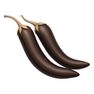 A realistic illustration of black ginseng root (heuksam) in the style of iPhone emoji: glossy dark brown-black color, smooth gradient shading, subtle texture details on the root surface, elegant natural curves, clean simple shapes, no outlines, slight 3D depth, high-quality digital illustration.
 sticker