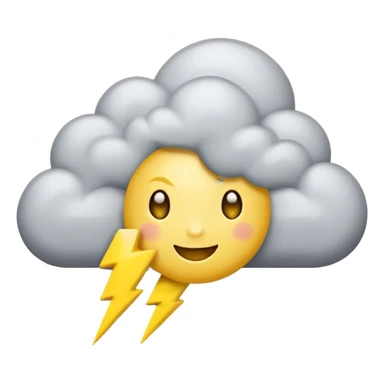 cute Thunderstorm Cloud, eyes, yellow lightning bolt gray sticker