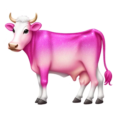 Pink ombre full body cow with glitter  sticker