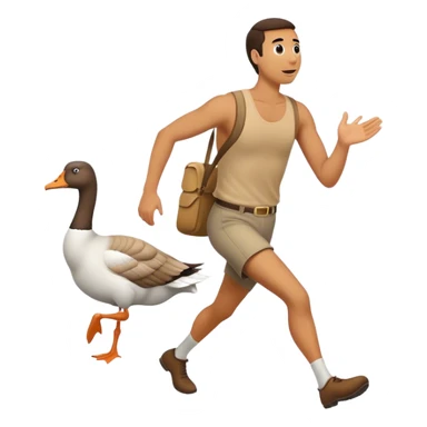 goose chasing man sticker