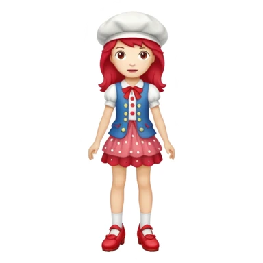 pretty and cute realistic strawberry shortcake full body with red shoes standing sticker