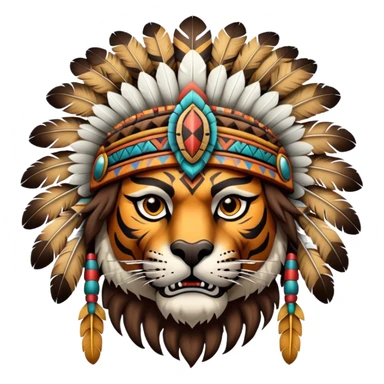 Aztec tiger warrior with feathered headdress sticker
