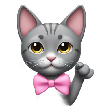 Grey cat sticking middle finger with pink bow  sticker
