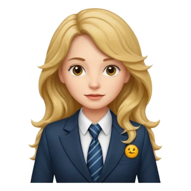 long wavy haired woman with tie and blazer sticker