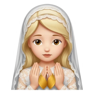 Girl praying with white lace veil sticker