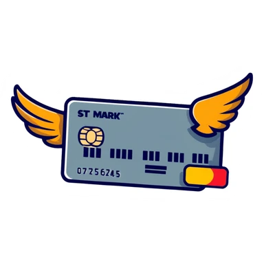 Carte crédit avec des ailes sticker