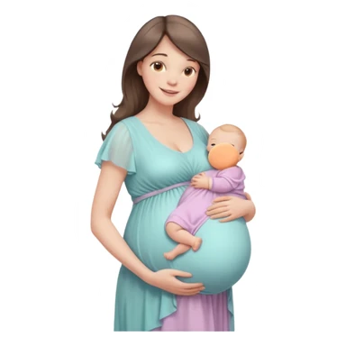 A beautiful pregnant woman standing in soft natural light near a window, gently holding her baby bump, wearing a flowing pastel dress, warm smile, cinematic photography, shallow depth of field, high resolution, soft tones, professional maternity photoshoot
 sticker