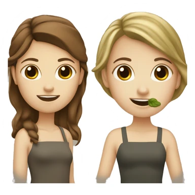 2 white girls with brown hair who eats pesto sticker