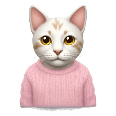 cat with light pink sweater sticker