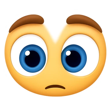 Create an eyes emoji inspired by the reference image but styled in iOS emoji style. The eyes should be large and expressive with blue irises, no face, just the eyes looking down. sticker
