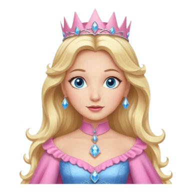 Glinda the Good Witch from the Wizard of Oz with light skin, blue eyes, blonde long hair, pink outfit sticker
