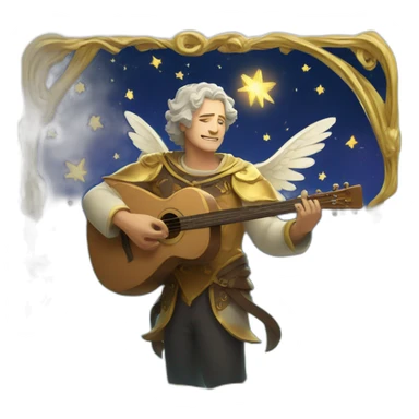 Celestial bard with astral wings sticker