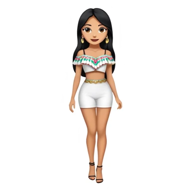 beautiful woman boss, with long straight black hair, with make up, black eye liner, smile, mexican, brown skin, wearing beautiful sexy outfit and white earings, she stand up, full body sticker