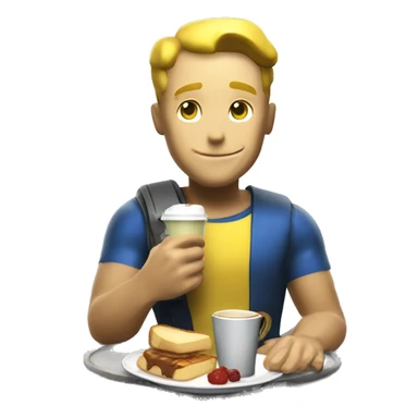 vault boy from fallout having breakfast  sticker