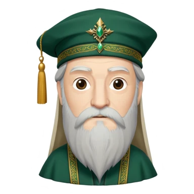 albus dumbledore long beard from harry potter with dark green turkish fez hat and decorative motifs, no gem sticker
