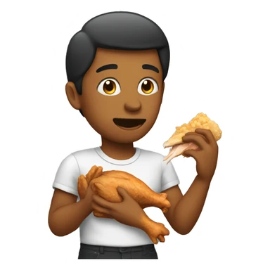 Person eating chicken sticker