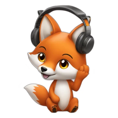 fox listening to music on headphones sticker
