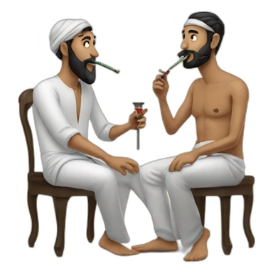 Two Middle Eastern men smoking hookah sticker