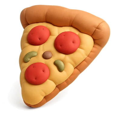 plushie style slice of pizza, soft and cute, cushion style sticker