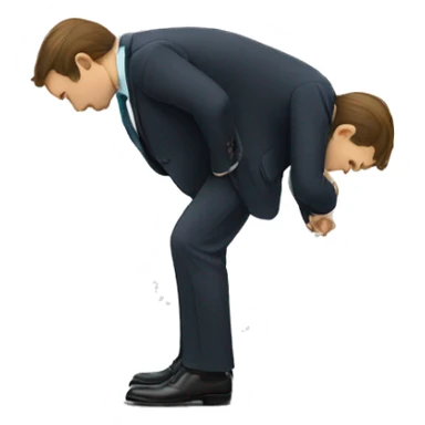a man in a suit bowing forward sticker