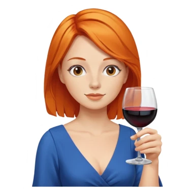 orange hair drinking wine, dress blue sticker
