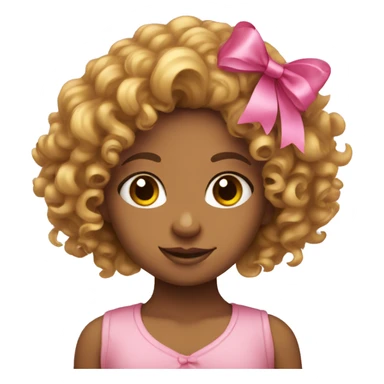 curly head girl with pink bow sticker