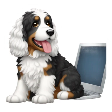 bernedoodle with computer sticker